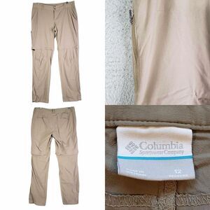 Columbia Convertible Pants Womens Size 12 Tan Khaki Hike Omni-Shield Straight